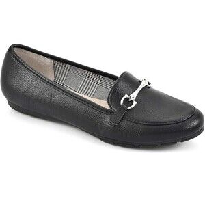 Rialto Womens 8.5 W Black Leather Round Toe Loafer Flats NIB YD4